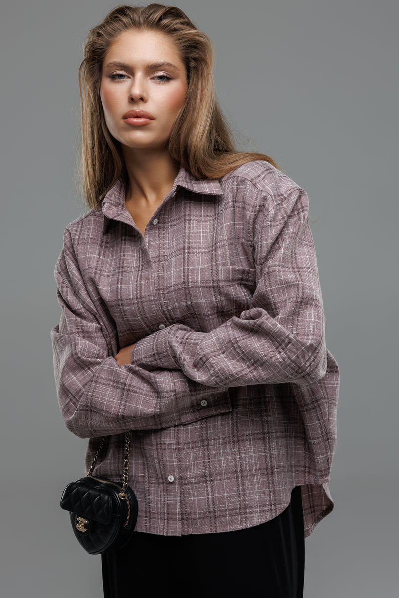 AWAIZ WOOL / COTTON / LINEN SHIRT — PINK PLAID
