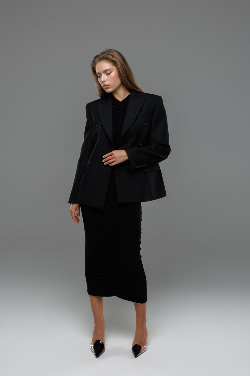 EZMEE DOUBLE-BREASTED HOURGLASS BLAZER