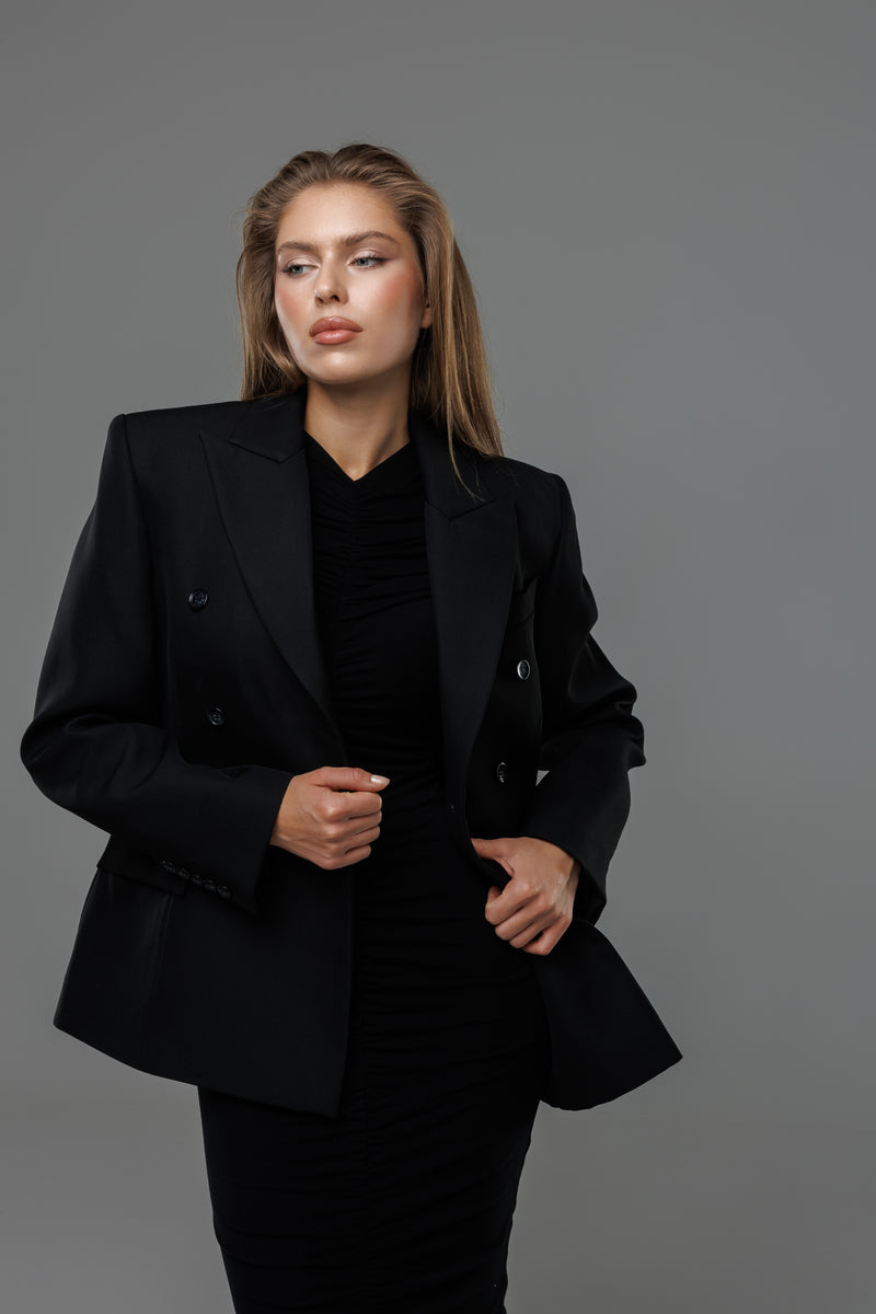 EZMEE DOUBLE-BREASTED HOURGLASS BLAZER