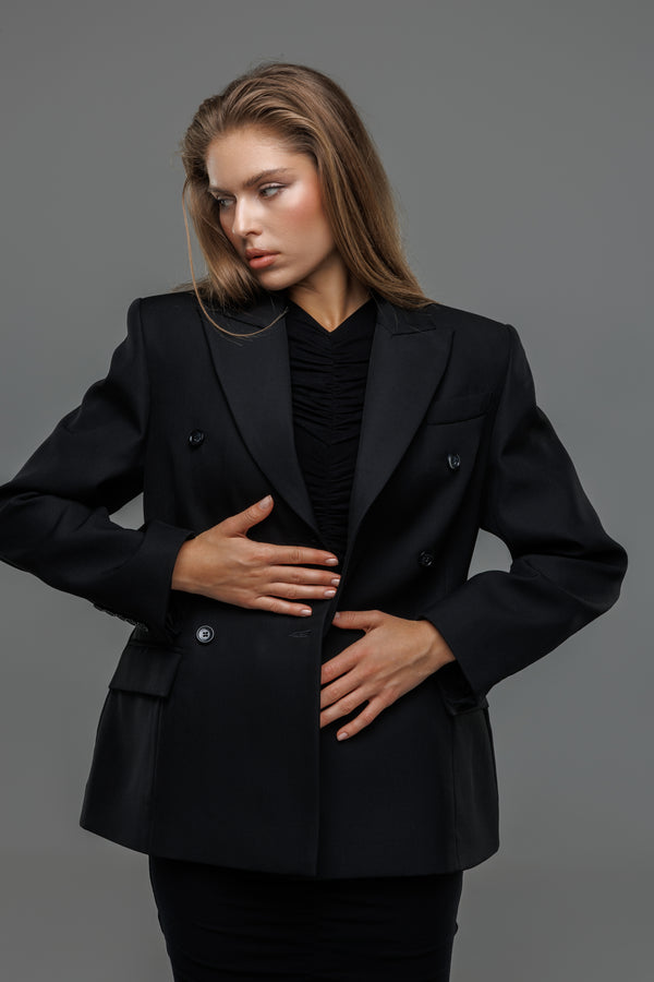 EZMEE DOUBLE-BREASTED HOURGLASS BLAZER