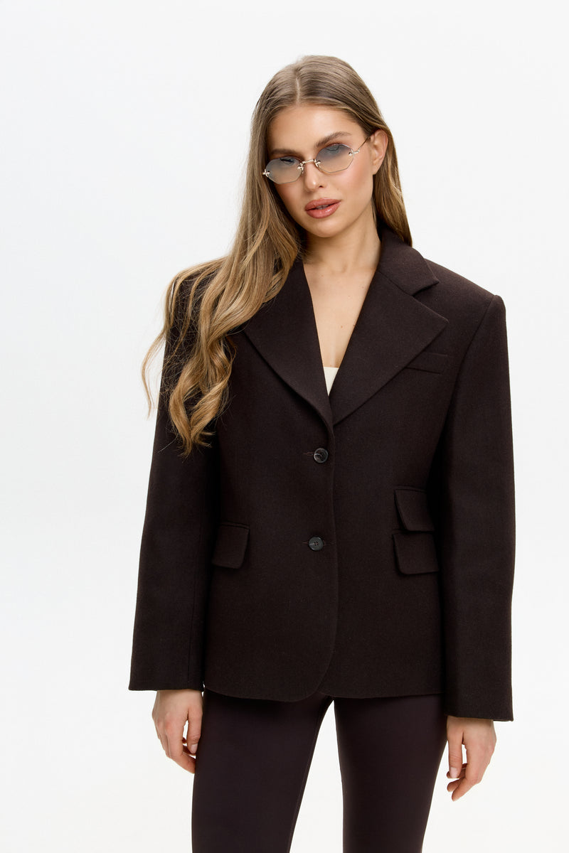 DEEMRA WOOL BLAZER - DARK BROWN