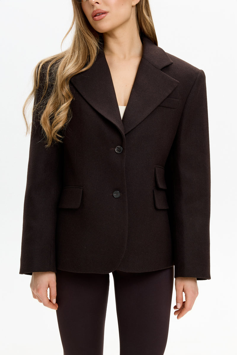 DEEMRA WOOL BLAZER - DARK BROWN