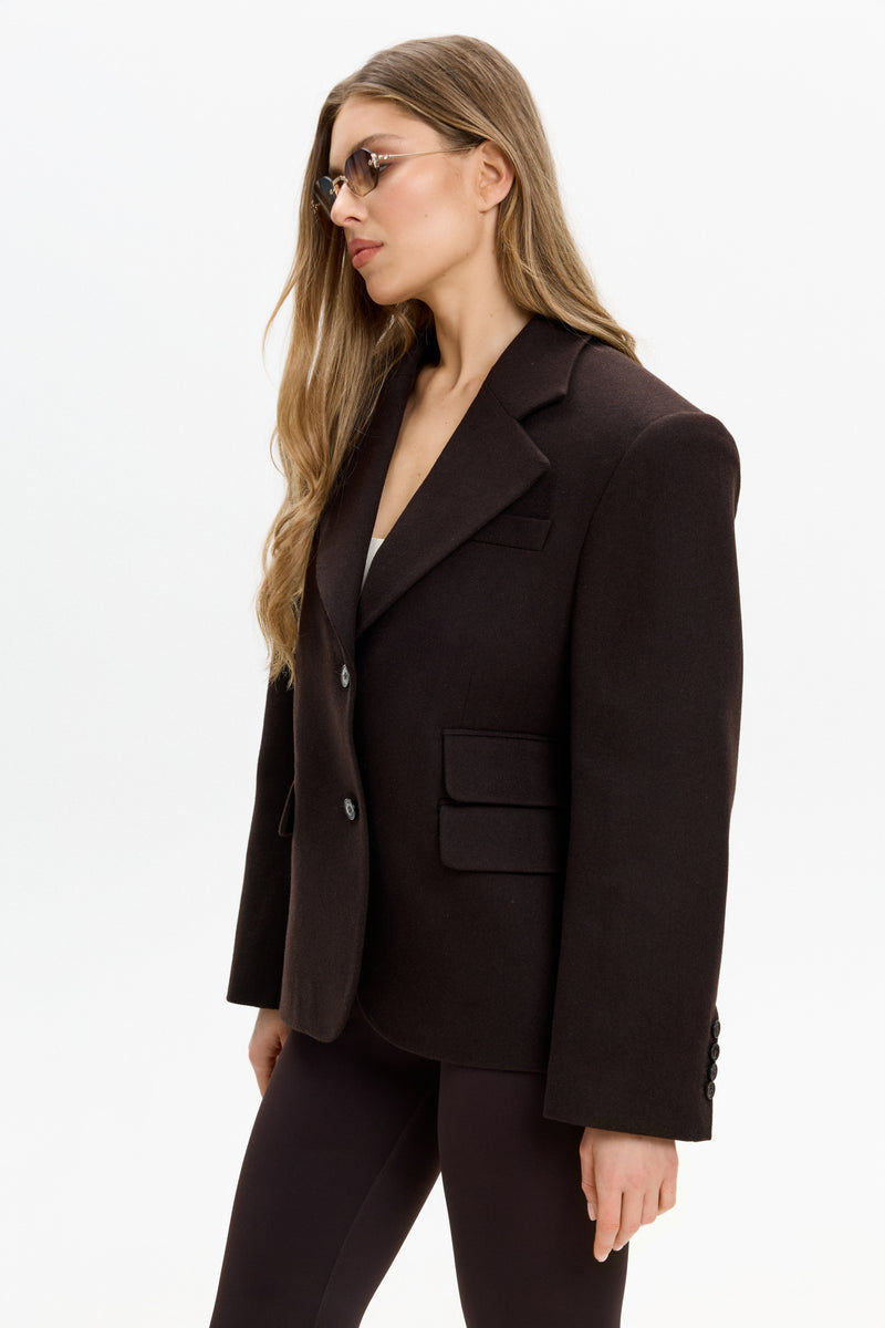 DEEMRA WOOL BLAZER - DARK BROWN