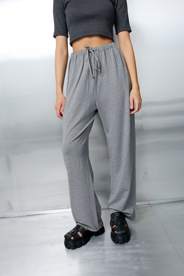 ARA PANTS — GREY VISCOSE RELAXED TROUSERS